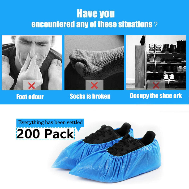  [AUSTRALIA] - 200 Pack (100 Pairs) Shoe Covers Disposable - Shoe Covers & Disposable Boot Waterproof Slip Resistant Shoe Booties (Large Size - Fit US Men's 11 & US Women’s 12.5) Blue-200pcs