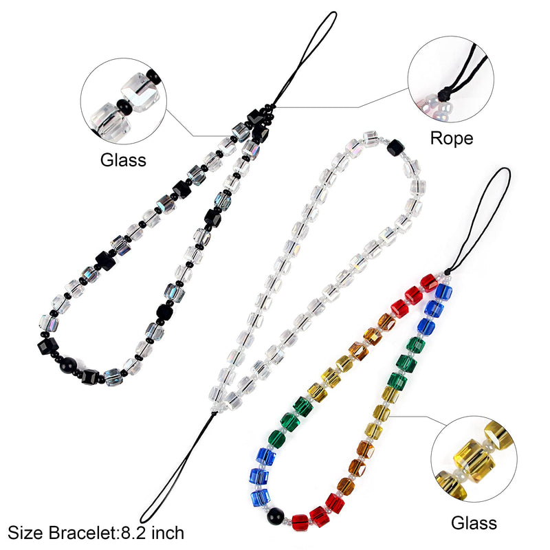  [AUSTRALIA] - Women's Beaded Fashion Accessories Fruit Slime Charms Cute Phone Lanyard Wrist Chain Phone Charm Black+White+Multi