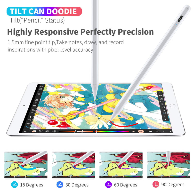  [AUSTRALIA] - Stylus Pen for ipad,with Palm Rejection,Tilt,Magnetic Function, Active Pencil Compatible with (2018-2021) Apple iPad Pro (11/12.9 Inch) iPad 6th/7th/8th/9th Gen,iPad Mini 5th Gen,iPad Air 3rd/4rd Gen white