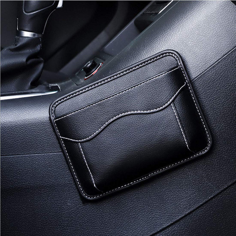  [AUSTRALIA] - Car Side Pocket Organizer, Auto Seat Pockets PU Leather Pen Phone Holder Tray Pouch Used for Car Door, Window, Console, Seat -Fits to Organize Document, Registration, Notepad, Gadgets, Pen(All Black)) All black