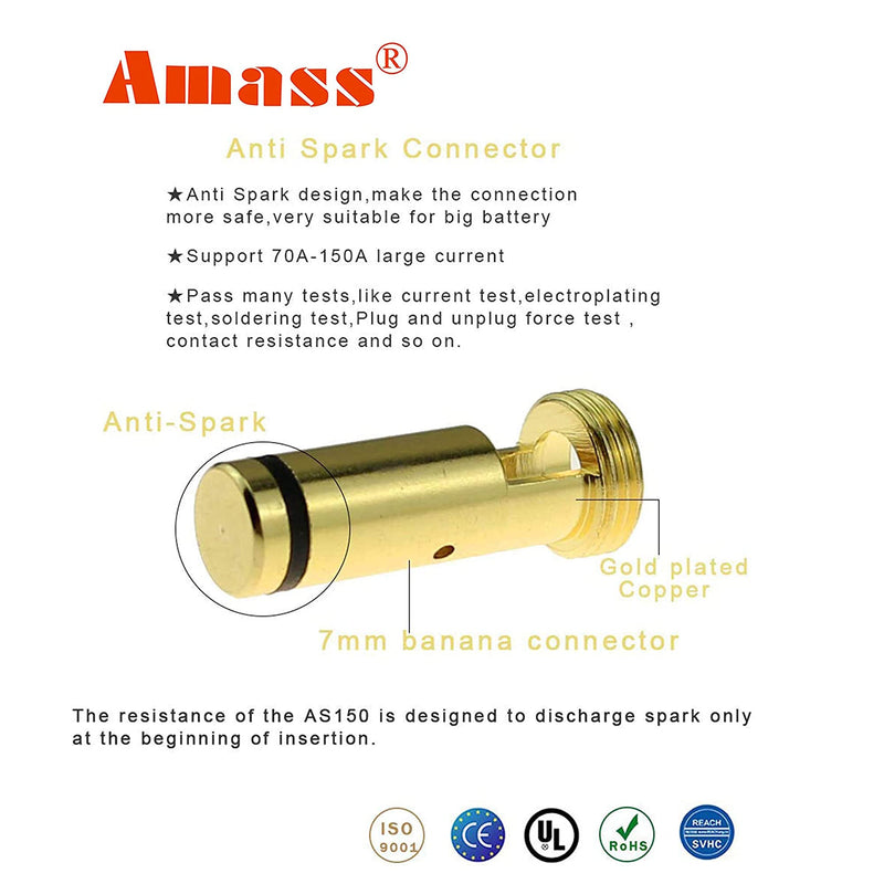  [AUSTRALIA] - 8pcs Amass AS150 7mm Banana Bullet Connector Anti-Spark Gold Plated Male Female for RC FPV Lipo Battery ESC Charge Lead