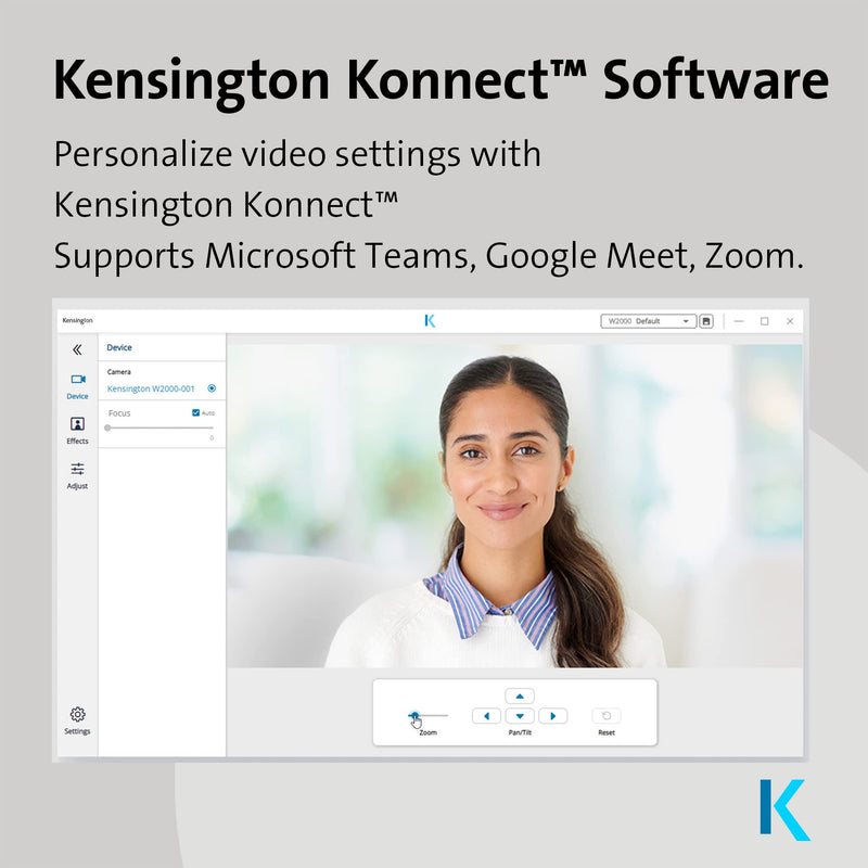  [AUSTRALIA] - Kensington W2000 1080P Auto Focus Webcam, Full HD 1080P/30fps Webcam with Microphone for Video Conferencing, Software Control, Privacy Shutter, Compatible with Zoom/Skype/Teams (K81175WW)