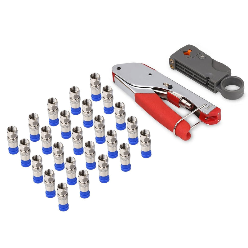  [AUSTRALIA] - Coax Cable Crimper, Coaxial Compression Tool Kit Wire Stripper with F RG6 RG59 Connectors (Updated Module) Updated Module