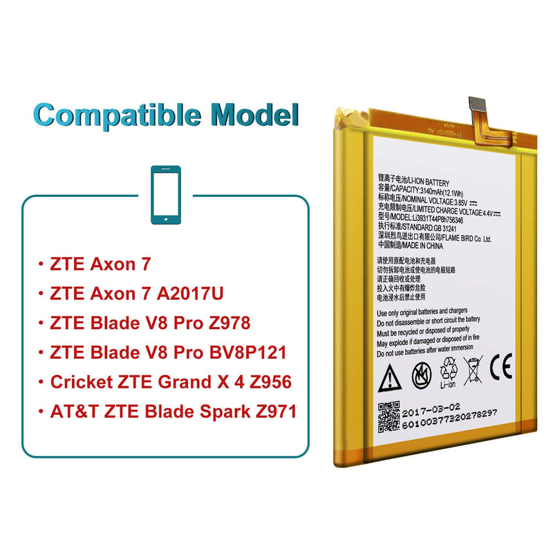 for ZTE Axon 7 A2017U Replacement Battery Li3931T44P8h756346 Adhesive Tool - LeoForward Australia