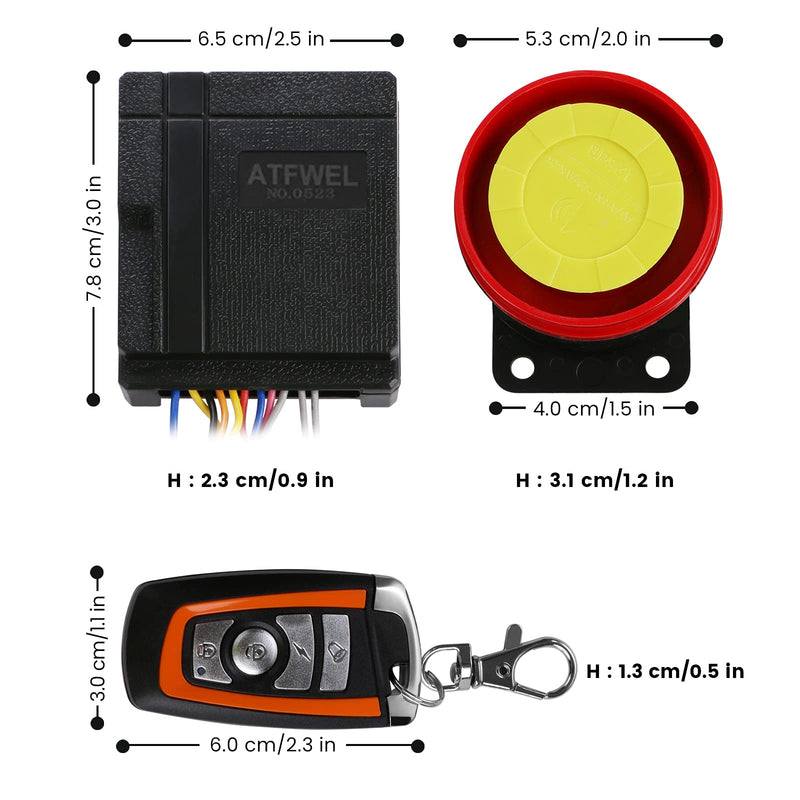 [AUSTRALIA] - ATFWEL Waterproof Motorcycle Alarm System 12V Motorcycle Anti-Theft Alarm Security System Remote Control Horn Alarm Warner Adjustable 5 Sensitivity Levels