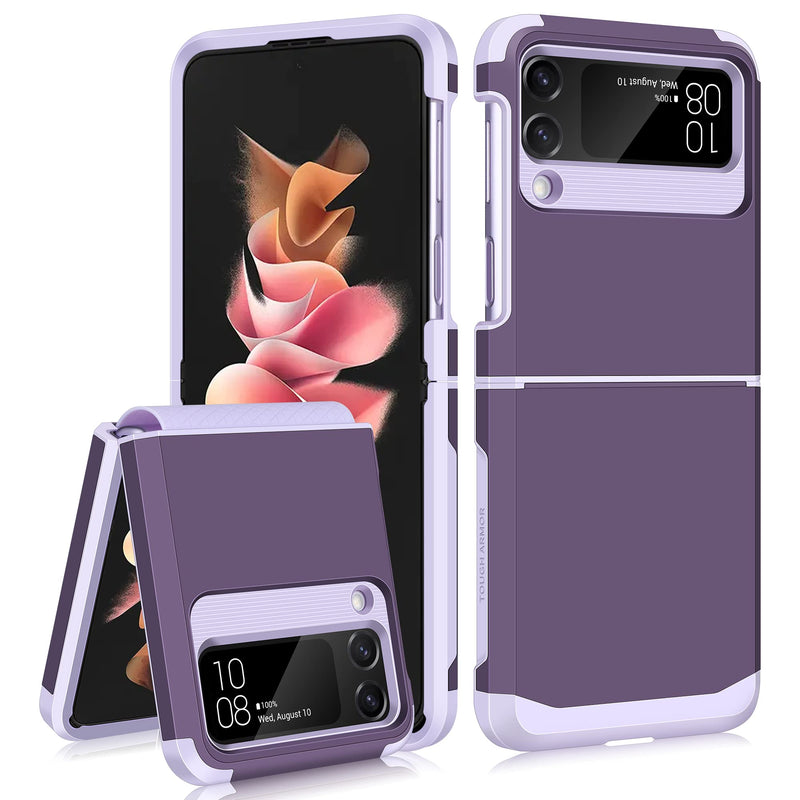  [AUSTRALIA] - SAMONPOW for Samsung Galaxy Z Flip 3 Case, Z Flip 3 Case with Upgraded Hinge Protection Dual Layer Hard PC Soft TPU Bumper Full Body Shockproof Flip 3 Phone Case for Galaxy Z Flip 3 5G (Purple) Purple