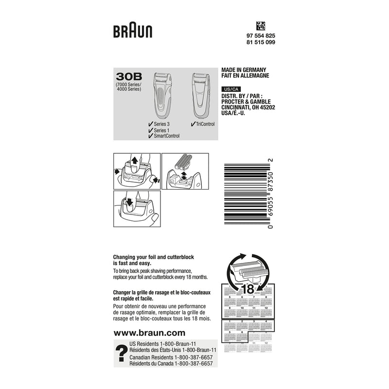 Braun Series 3 30B Foil & Cutter Replacement Head, Compatible with Previous Generation SmartControl, TriControl, 7000/4000 shavers, and Series 3 (340s) - LeoForward Australia