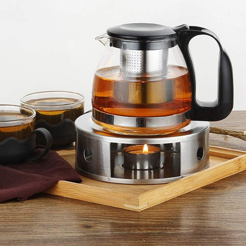 NewlineNY Stainless Steel Coffee Tea Warmers, Dual 6 Inches Circular Herb Tea Light Food Warmer Set (Candle not Included) - LeoForward Australia