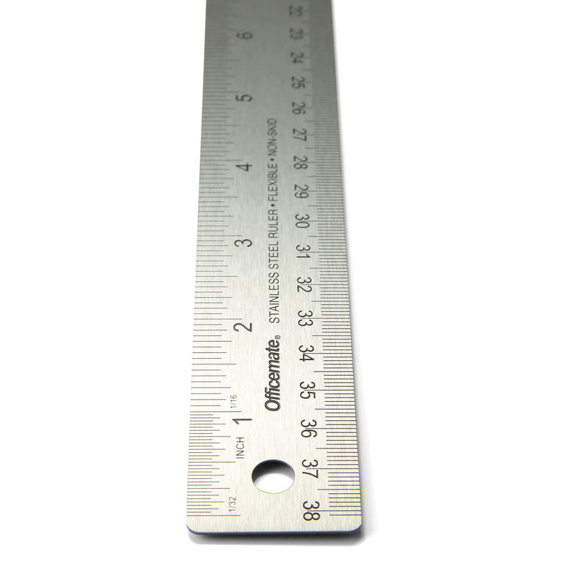  [AUSTRALIA] - Officemate OIC Classic Stainless Steel Metal Ruler, 15 inches with Metric Measurements, Silver, 15" L x 1.25" W (66612)