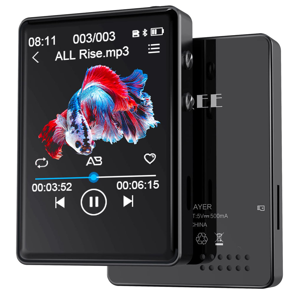  [AUSTRALIA] - 32GB Mp3 Player with Bluetooth,QNGEE Portable Mp3 Mp4 Player for Sports Built-in Speaker,FM Radio,Voice Record,Alarm Clock,Stopwatch Digital Music Player with USB-C and Full Touchscreen