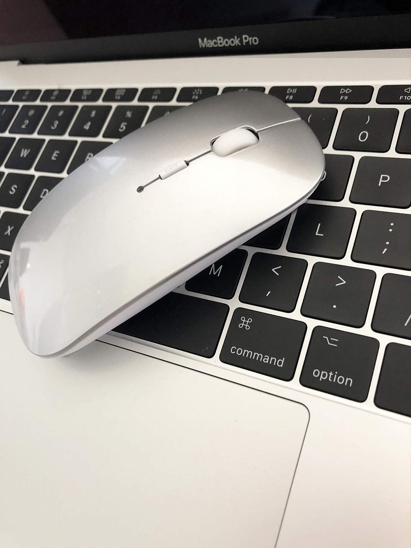  [AUSTRALIA] - Rechargeable Bluetooth Mouse for Laptop iPad Pro iPad Air MacBook Pro MacBook Air Wireless Mouse for Laptop Mac MacBook Chromebook Win8/10 silver