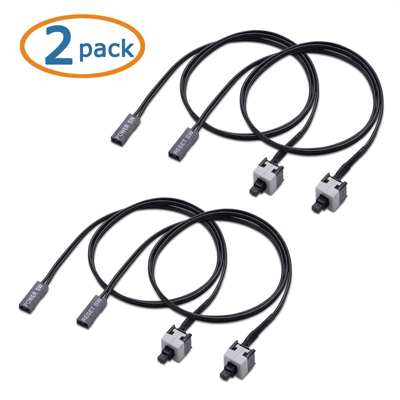  [AUSTRALIA] - Cable Matters 2-Pack ATX PC Motherboard 2-Pin SW Computer Switch Cord, PC Power Button with On Off Button - 20 Inches