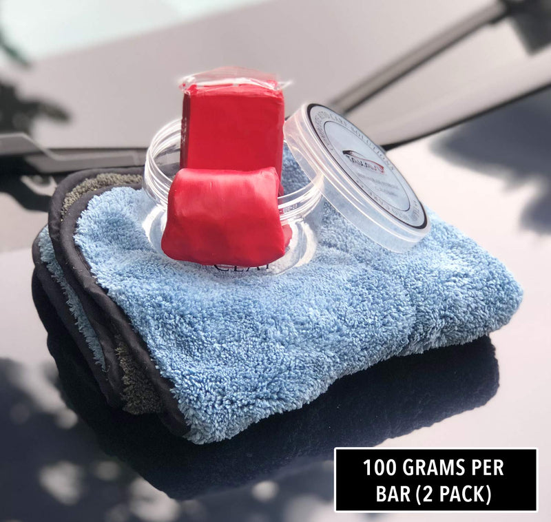  [AUSTRALIA] - TAKAVU Car Clay Bar 2 Pack 100g, Premium Medium Grade Material, Remove Contamination & Grime with Ease - Auto Detailing Magic Clay Bar Cleaner for Car Wash Car Detailing Tool Red