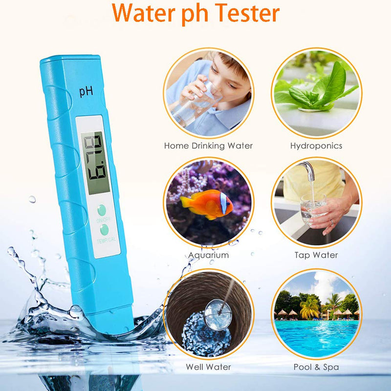Duvinin Digital pH Meter 0.01 pH Accuracy Water pH Tester Digital, pH Pen with ATC 0-14 pH Measurement Range for Drinking Water/Pool/Hydroponics/Aquarium Sky Blue - LeoForward Australia