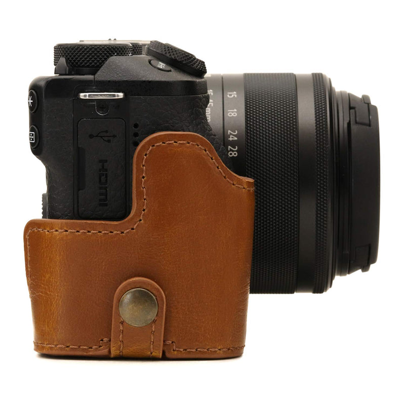  [AUSTRALIA] - MegaGear Ever Ready Leather Camera Case Compatible with Canon EOS M6 Mark II (15-45mm) Light Brown