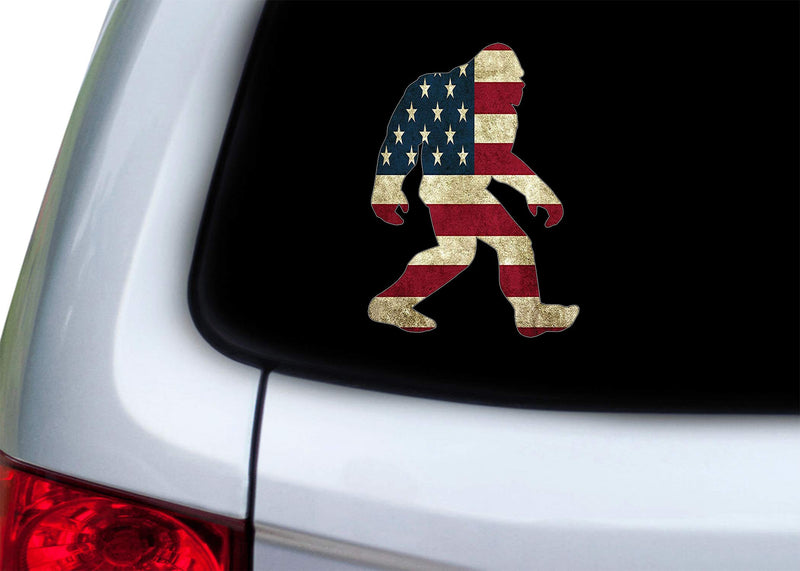  [AUSTRALIA] - Rogue River Tactical USA Flag Bigfoot Sasquatch Sticker Bumper Car Decal Gift Patriotic American United States