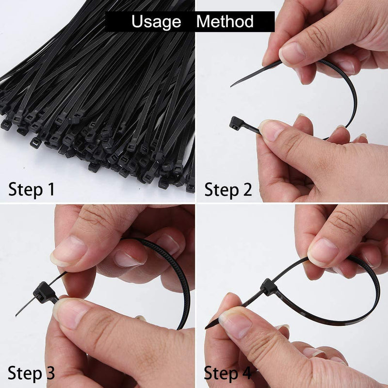  [AUSTRALIA] - 150 Pack,Multi-Purpose Cable Zip Ties,4-Inch Length,0.096 Inch Width Nylon Self Locking Heavy Duty Wire Ties Cable Ties,Black 4 inch Black