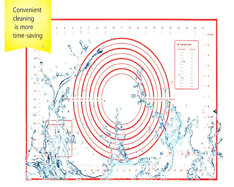  [AUSTRALIA] - Rolling Pin nonstick and Silicone Baking Pastry Mat combo kit, Adjustable Rolling Pin With Thickness Rings, Rolling Pin for Baking Fondant, Pizza, Pie, Pastry, Pasta, Dough, Cookies (Red baking mat) Red baking mat