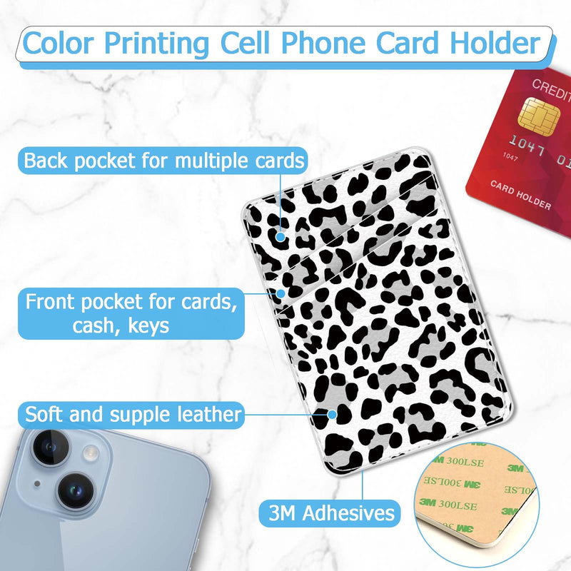 [AUSTRALIA] - Leather Phone Card Holder Phone Wallet, Stick Back Phone Wallet Sticker Stylish Phone Case Credit Card Holder, Suitable for iPhone, Samsung, Android and Most Smart Phones.Leopard Print Black