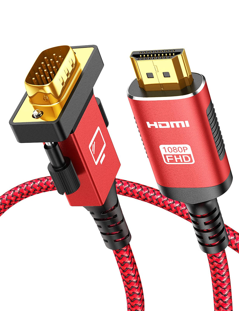  [AUSTRALIA] - HDMI to VGA Cable 6FT,Highwings 1080P Nylon Braid Gold-Plated Unidirection HDMI Male to VGA Male Cord,Compatible with Low Voltage HDMI Devices and Computer,Laptop,PC,Monitor,HDTV,Raspberry Pi,Roku 6feet