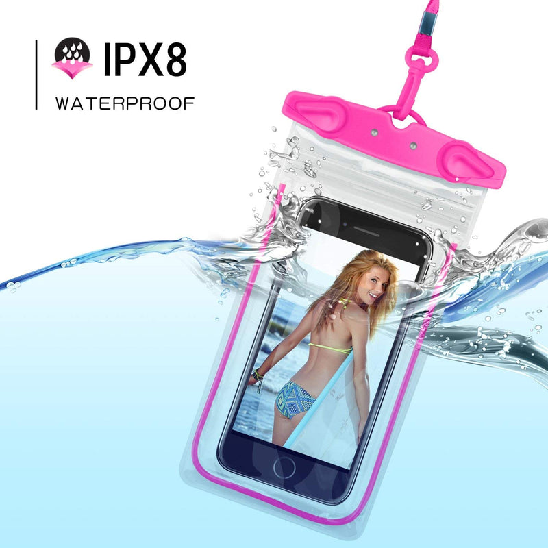  [AUSTRALIA] - Universal Waterproof Phone Case, IPX8 Waterproof Phone Pouch Cellphone Dry Bag for Beach Pool Kayaking Water Games Protect Travel iPhone 13 12 Pro XS Max Plus Samsung Galaxy Note Google LG HTC, 4 Pack Black+Blue+Green+Pink