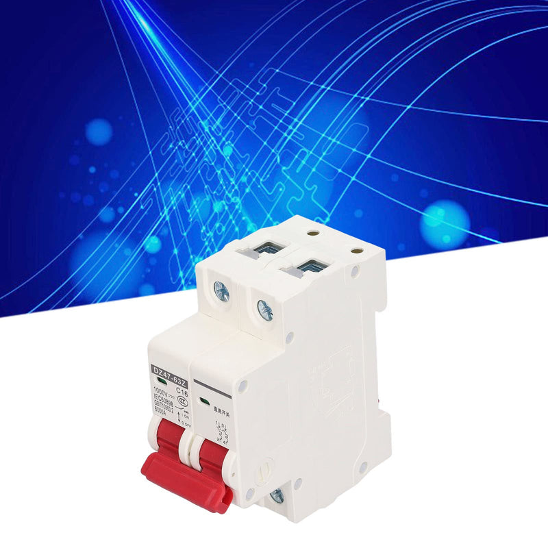  [AUSTRALIA] - 2P DC circuit breaker 1000V mini circuit breaker DC circuit breaker DIN rail mounting for solar photovoltaic systems DZ47-63Z (16A) 16A