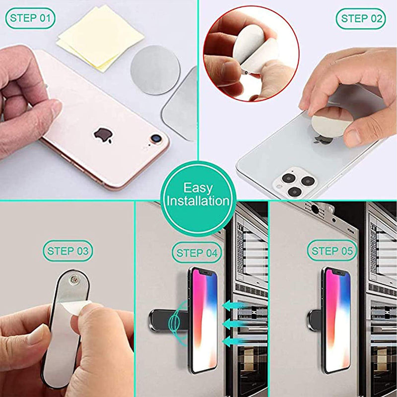  [AUSTRALIA] - SALEX Silver Magnetic Mounts 2 Pack. Flat Cell Phone Holder for Car Dashboard, Wall, Fridge. Stick on Universal Kit Compatible with GPS, Tablets, Smartphones, Knives, Keys, Spoons, Forks.
