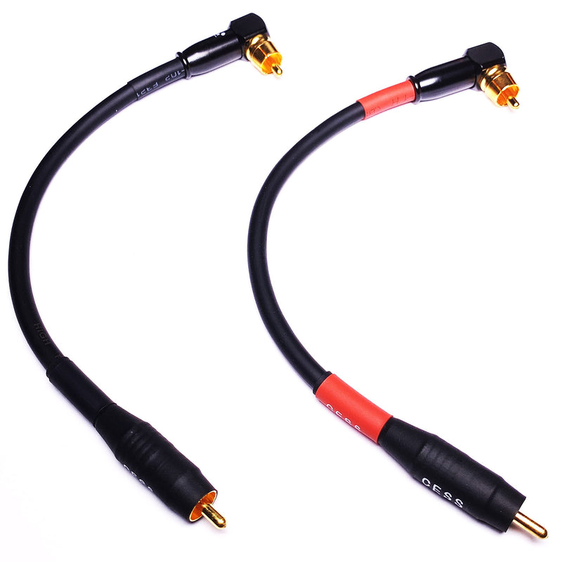 CESS-167-6i RCA Right Angle to Straight Type Male to Male Preamp Jumpers Patch Cable, 2 Pack (6 Inches) 6 Inches - LeoForward Australia