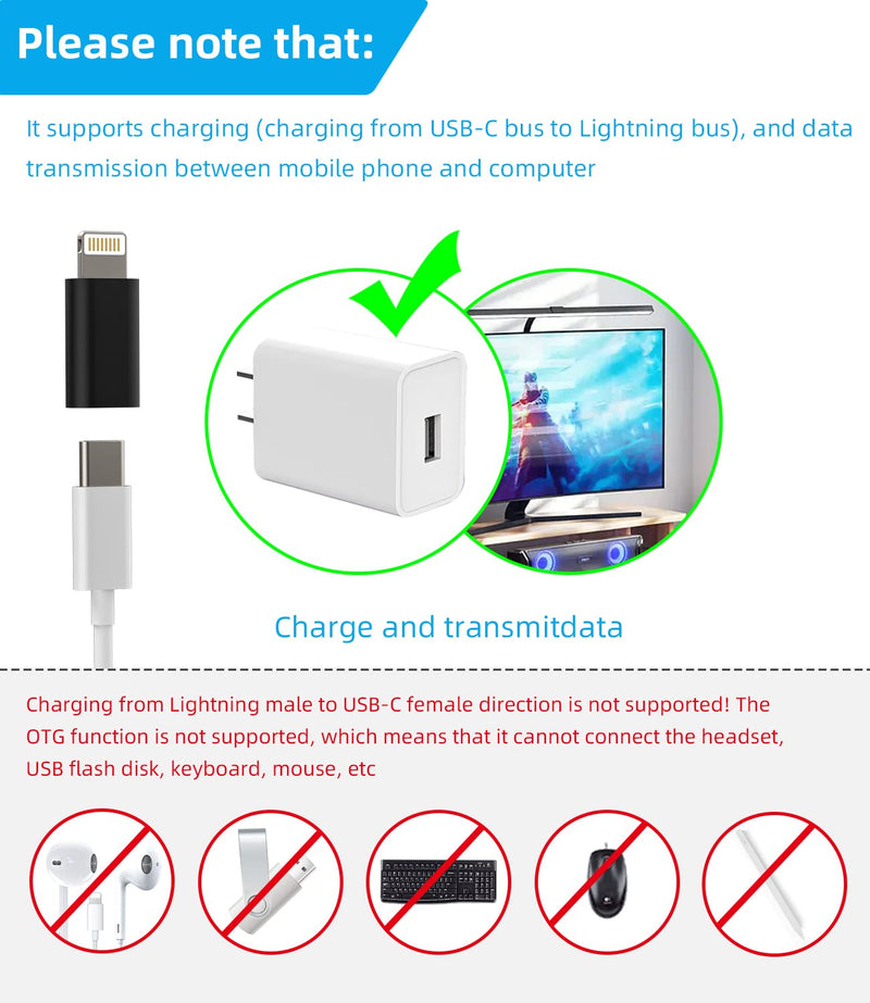  [AUSTRALIA] - 3Pack,USB-C Female to Lightning Male Adapter,Lightning to USB C Adapter,Type C Cable Charger Adaptor for Apple iPhone 12 11 Mini PRO MAX XS XR X SE2 7 8Plus Ipad AIR Airpods USBC Charging Converter