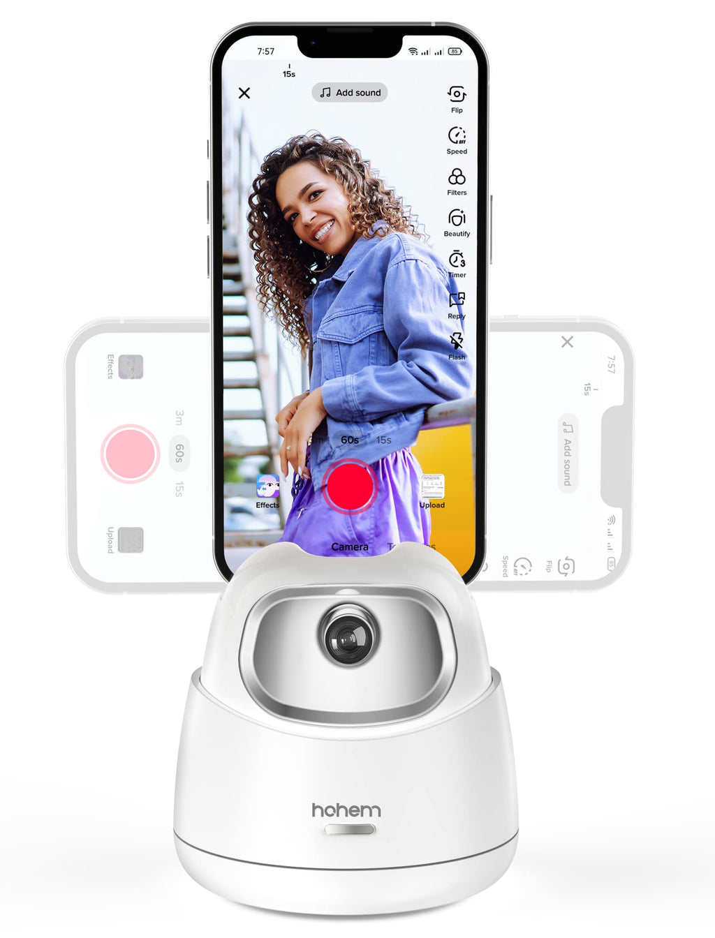  [AUSTRALIA] - hohem GO Auto Face Tracking Tripod, No App Required, 360° and 30° Rotation 2-Axis AI Auto Tracking Phone Holder for Phone & Tablet, Gesture Control, Phone Stand for Live Streaming Vlog Video Recording