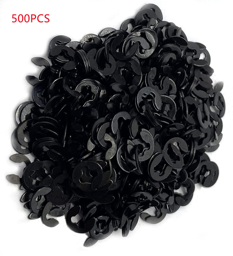  [AUSTRALIA] - M3 E-Clip External Retaining Ring Washers, 3mm Shaft Circlip Snap Retainer Ring, Carbon Steel Black, 500pcs M3