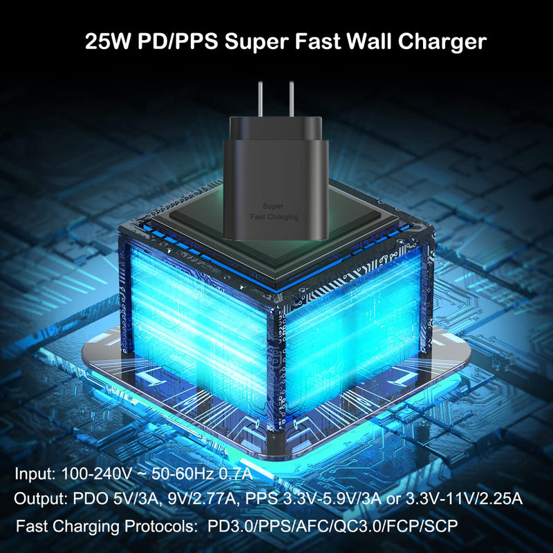  [AUSTRALIA] - 25W Super Fast Charger Type C Wall/Car Charger Combo Kit for Samsung Galaxy S23 S22 S21 S20 Ultra Plus A53 A52 A14 A13 A23 A03s A42 A32 Xcover 6 Pro Google Pixel 7 6a Moto LG 3.3ft/6.6ft USB C Cable