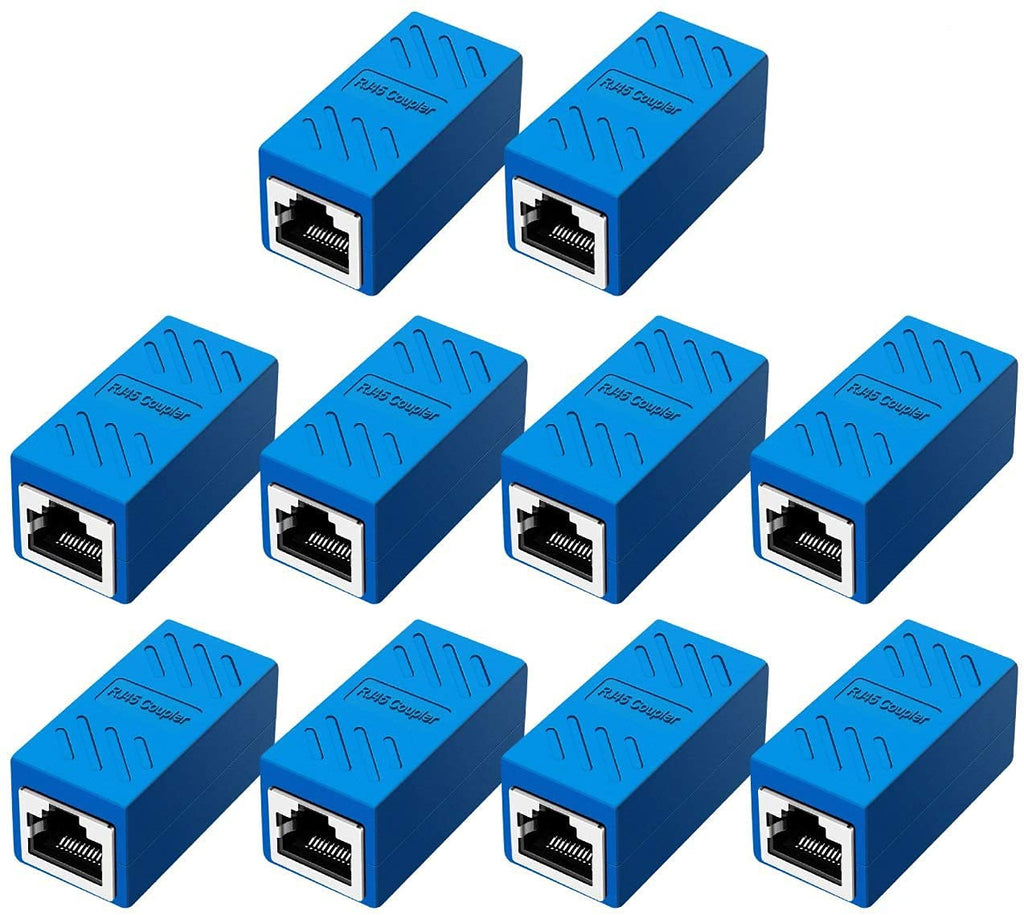  [AUSTRALIA] - ZUZONG Network Coupler, Ethernet Cable Extender Female to Female, Cat6 Inline Couplerin, Cat5 Connectors, for Cat7/Cat6/Cat5/Cat5e Ethernet Extension Cable (10 Pack Blue) 10 PACK