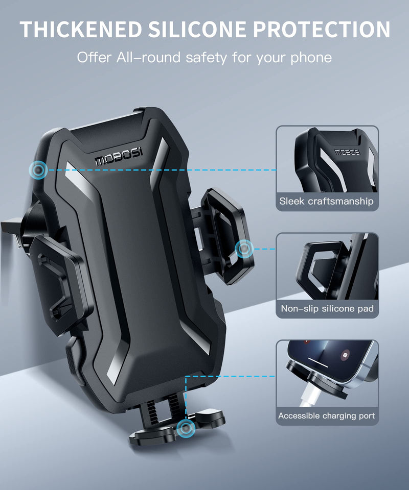  [AUSTRALIA] - MOBOSI Phone Mount for Car, Air Vent Cell Phone Holder, [Never Fall Off & Thick Cases Friendly] with Adjustable Clip Compatible with iPhone, Samsung and All 4.7"-7.0'' Smartphones, Black