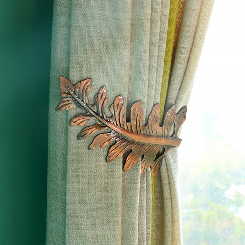  [AUSTRALIA] - Joyci 1Pair Big Leaf Curtain Tiebacks Novelty Fashion Curtain Hook U Shape Wall Hook Simple Modren Curtain Holdbacks (Copper) Copper