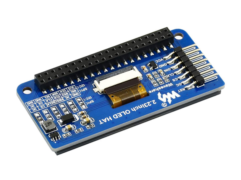  [AUSTRALIA] - 2.23 inch OLED Display HAT Compatible with Raspberry Pi/Jetson Nano/Arduino/STM32, 128×32 Pixels SPI I2C OLED with SSD1305 Driver