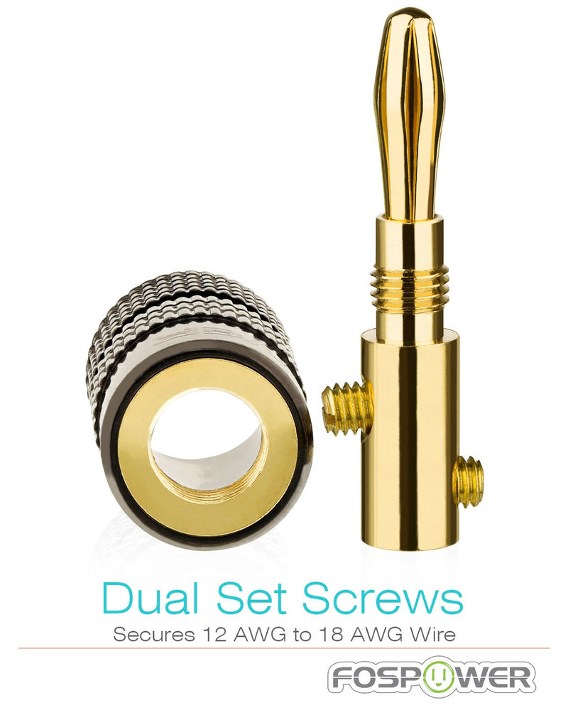  [AUSTRALIA] - FosPower Banana Plugs 10 Pairs / 20 pcs, Closed Screw 24K Gold Plated Banana Speaker Plug Connectors for Speaker Wire, Wall Plate, Home Theater, Audio/Video Receiver, Amplifiers and Sound Systems 10 Pair