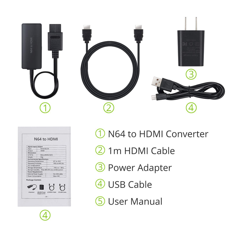  [AUSTRALIA] - LiNKFOR N64 to HDMI Converter with Power Adapter and 3ft HDMI Cable for N64 Gamecube SNES N64 to HDMI Adapter Support 1080P/720P SNES to HDMI Cable Gamecube to HDMI for HDTV HDMI Monitor