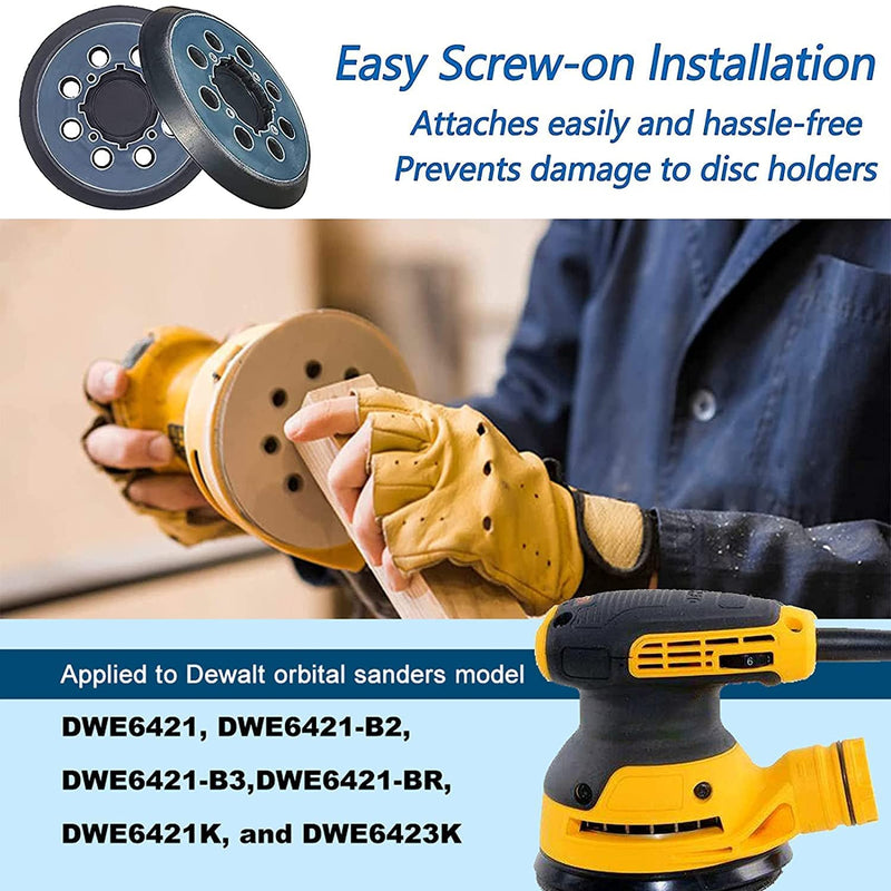  [AUSTRALIA] - 2 Packs for DeWalt DWE64233 & N329079 Orbital Sander Replacement Pad, 5 inch 8 Hole Hook & Loop Sanding Disc Backing Pads, Compatible with DWE6421-B2, DWE6421-B3, DWE6423/6423K, DWE6421/6421K, Blue