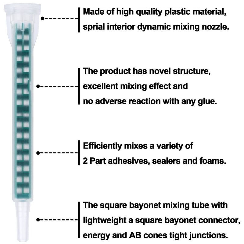  [AUSTRALIA] - PAGOW 25Pcs 3.3 Inch Epoxy Mixing Nozzle Adhesive Cartridges Gun Applicator Static Mixer Tip for 50ml/1.7oz (1:1/1:2ratio) 16 Element