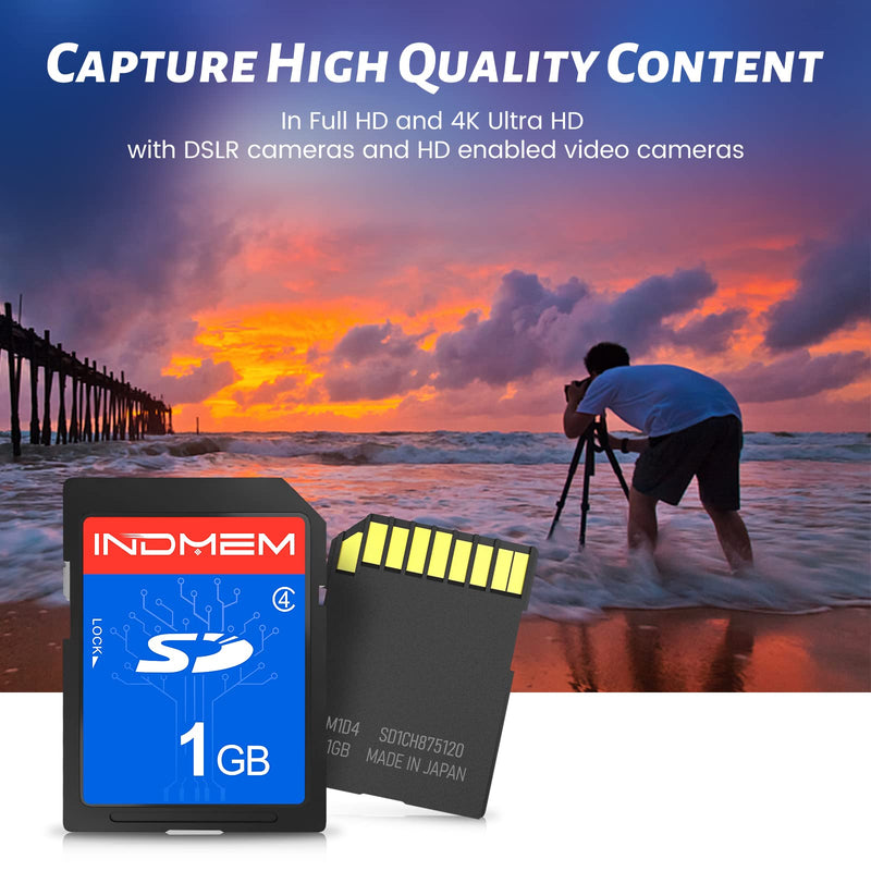  [AUSTRALIA] - INDMEM 1GB SD Card (5 Pack) - Class 4 Flash Memory Card MLC Stanard Secure Digital Cards Camera Cards 1GB(5PCS)