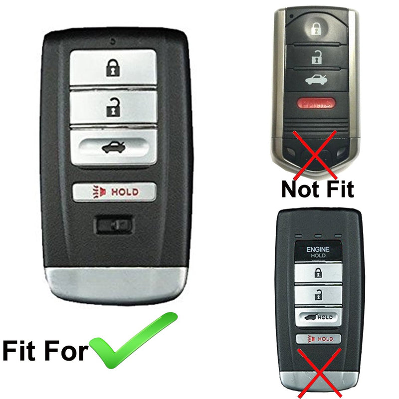  [AUSTRALIA] - Coolbestda 2Pcs Rubber 4buttons Smart Key Fob Full Protector Remote Skin Cover Case Keyless Jacket for Acura RLX RDX MDX ILX TLX Black