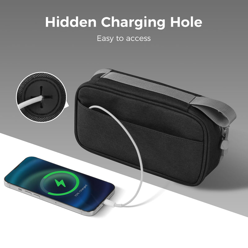  [AUSTRALIA] - pack all Clear Electronic Organizer, TPU Cable Organizer Bag, Compact Cord Travel Organizer for Cables, Chargers, Phones, USB cords, SD Cards (Black) Black