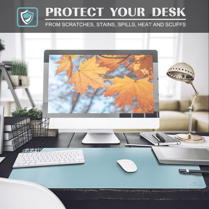 Knodel Desk Mat, Office Desk Pad, Waterproof Desk Mat for Desktop, Leather Desk Pad for Keyboard and Mouse, Desk Pad Protector for Office and Home (31.5" x 15.7", Light Blue) 31.5" x 15.7" - LeoForward Australia