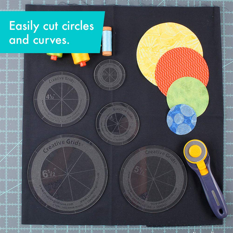  [AUSTRALIA] - Creative Grids Quilt Ruler Circles (5 Discs with Grips) Quilt Ruler - CGRCRCL