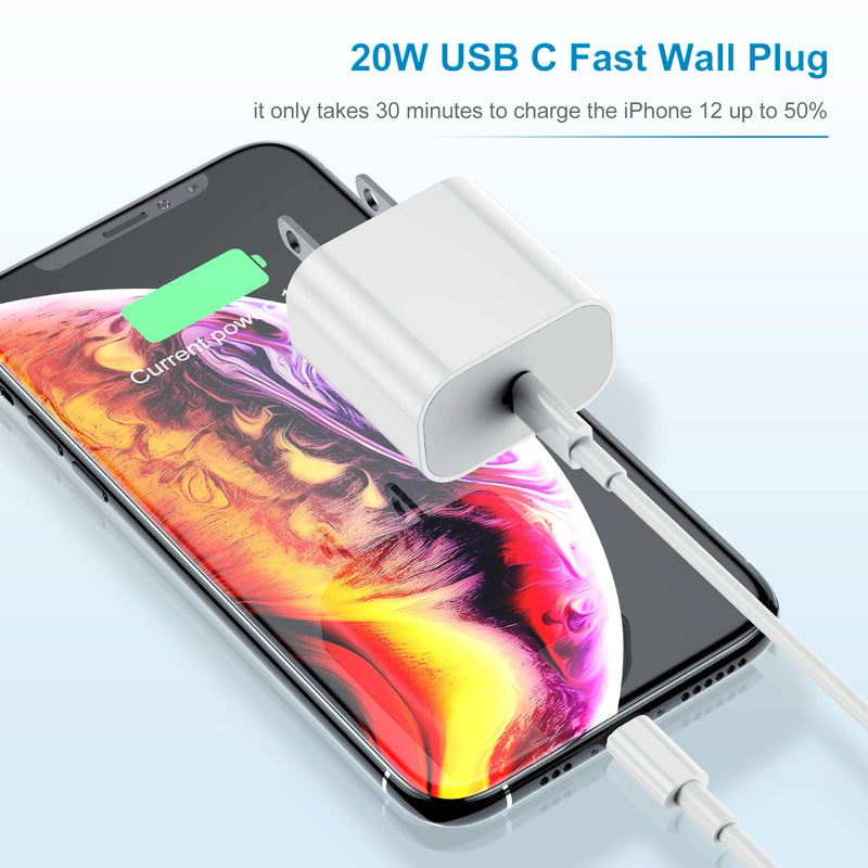  [AUSTRALIA] - iPhone Fast Charger【Apple MFi Certified】 Charging Cord 6ft, 20W USB C Charger Block with Lightning to USB C Cable for iPhone 14 Pro Max/13 Plus/12 Mini/11/iPad Pro/Air(2-Pack) 2Pack 6Ft