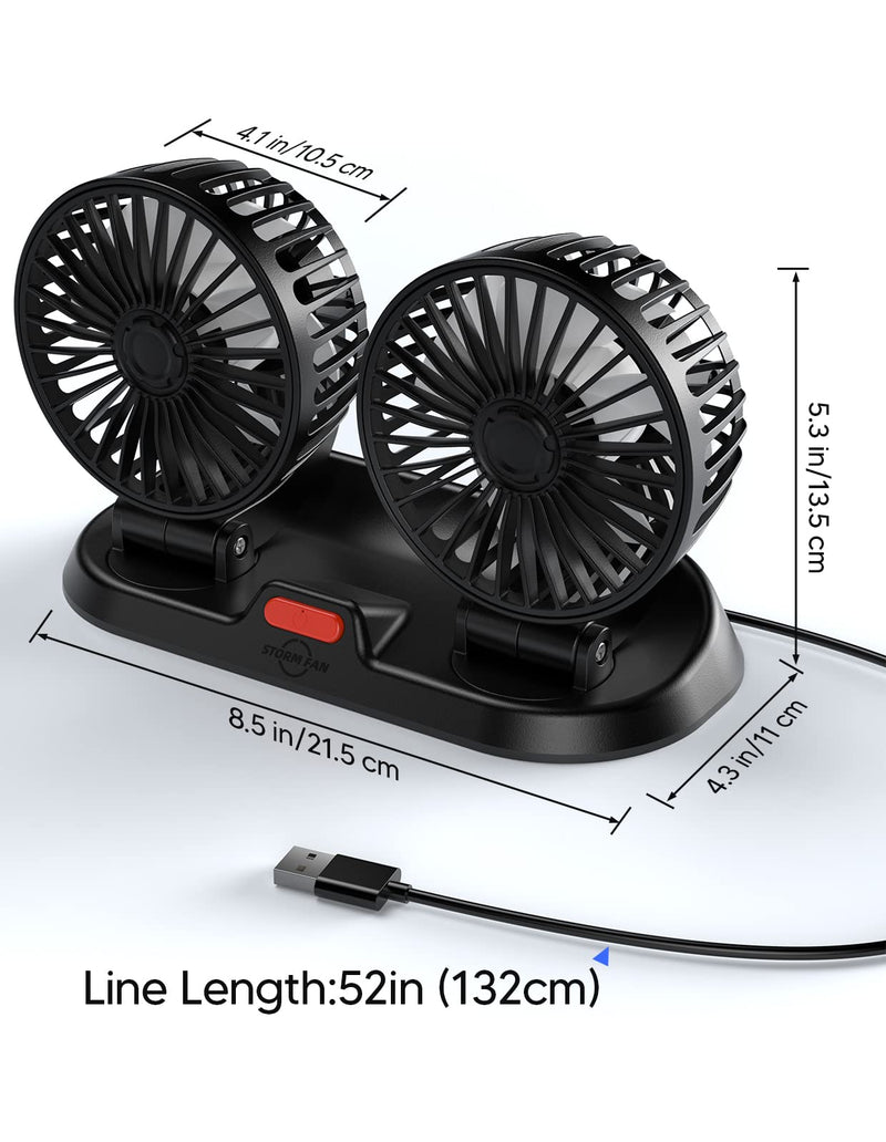  [AUSTRALIA] - odbowuge CAR FAN,USB Portable Fan for Car with 3 Speed,360 Degree Rotatable Dual Head Fan,Strong Wind Electric Auto Car Fans for Dashboard Suv Rv Tuck Boat Sedan Home Office (Dual Head USB Plug) Dual Head USB Plug