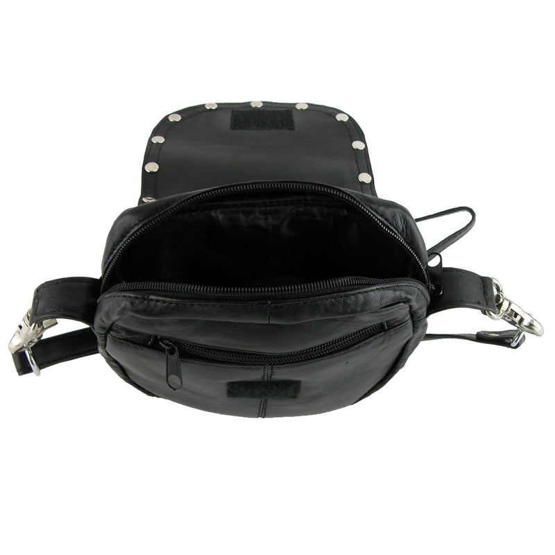 CTM Leather Studded Biker Belt Waistpack, Black - LeoForward Australia