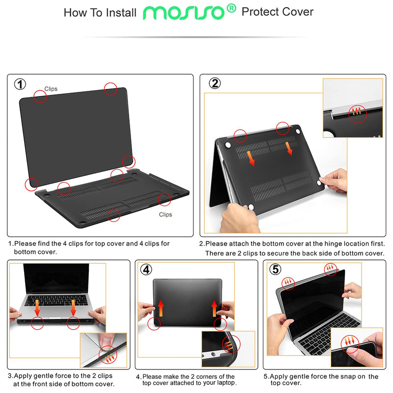  [AUSTRALIA] - MOSISO Compatible with MacBook Pro 13 inch Case 2016-2020 Release A2338 M1 A2289 A2251 A2159 A1989 A1706 A1708, Plastic Hard Shell Case&Keyboard Cover Skin&Screen Protector&Storage Bag, Black