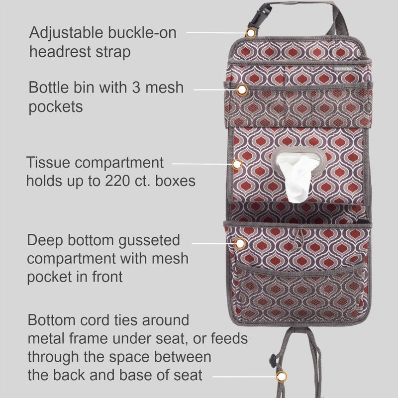  [AUSTRALIA] - High Road TissuePockets Backseat Organizer with Tissue Compartment and Cup Holder Bin (Sahara) Sahara